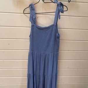 Blue Dress with Crocheted Details